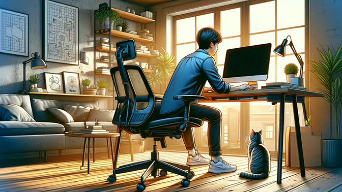 staff member working from home on their desk