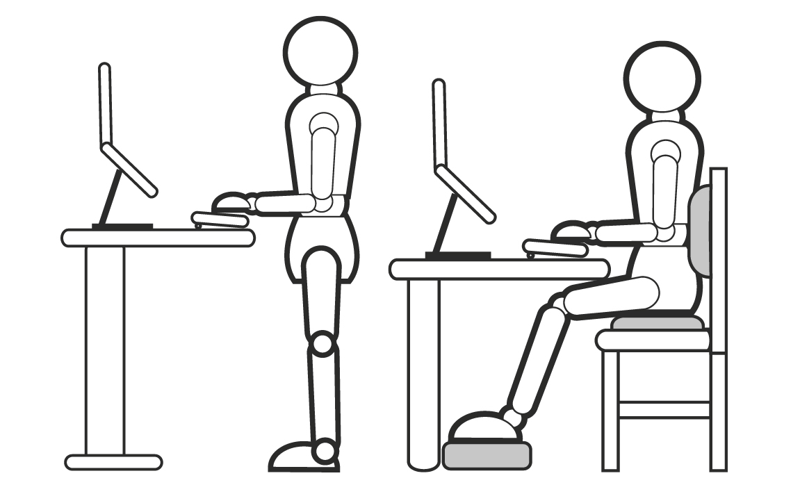 Remote Working standing and sitting postures