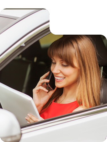 women being talked through her driving ergonomic test