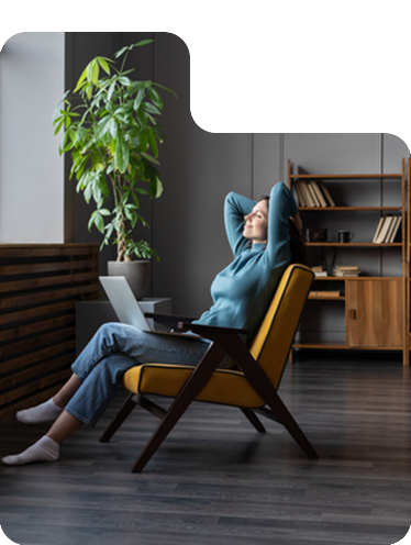 employee working in office space streching